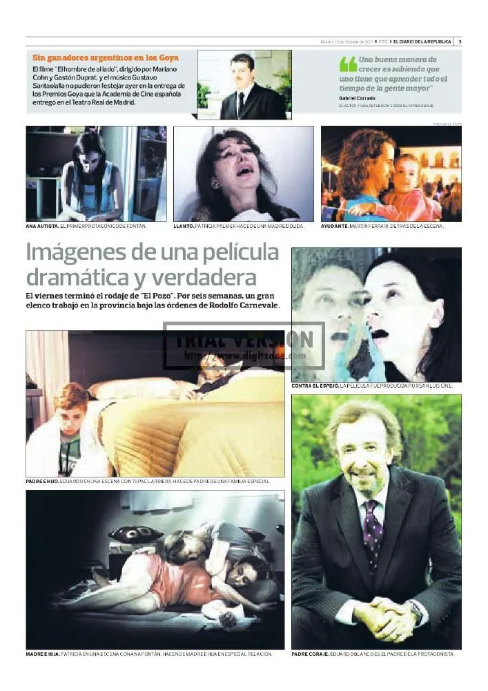 Recorte de El Diario de la República: Imágenes de una película dramática y verdadera